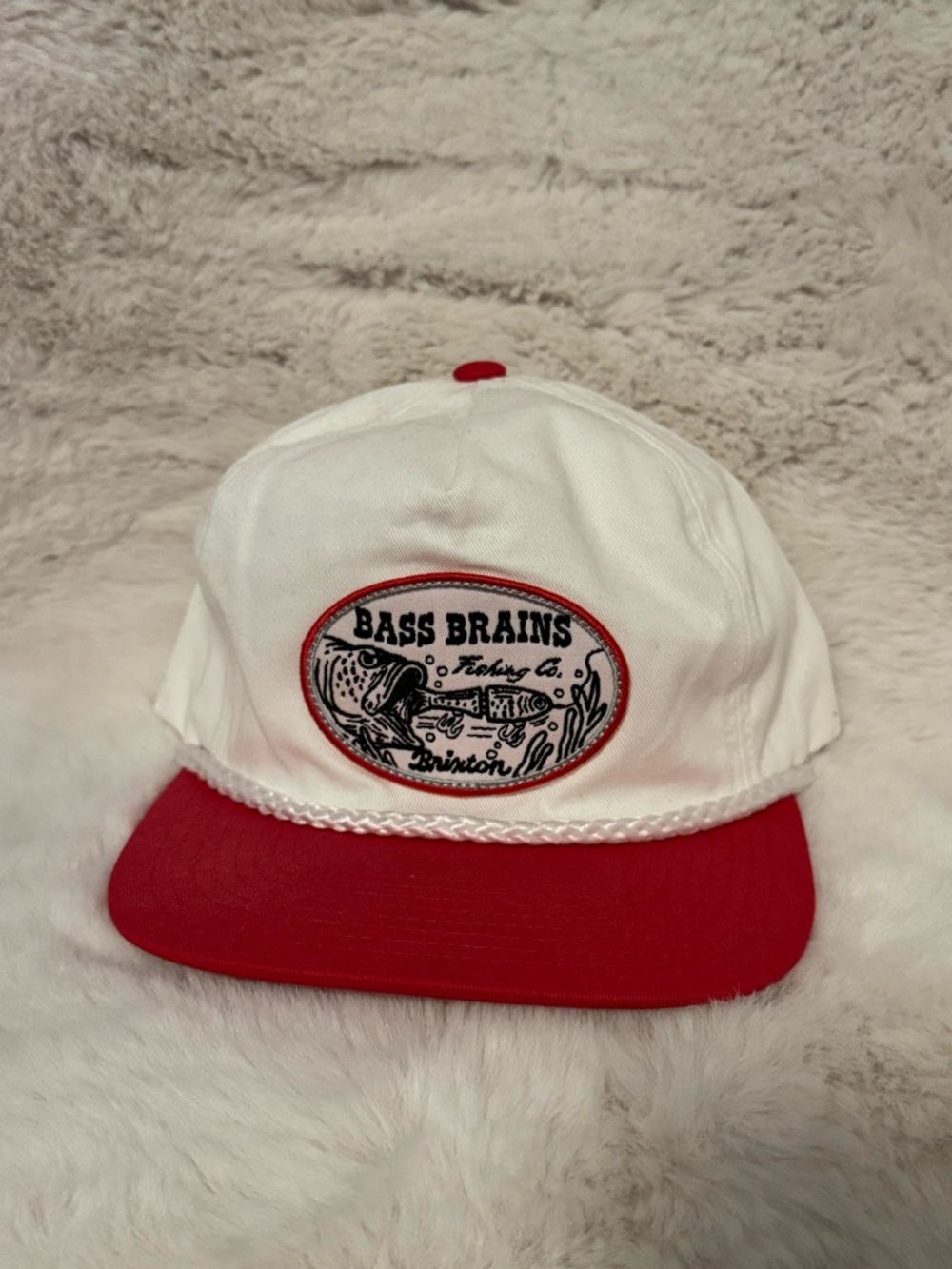 Brixton Bass Brains White and Red SnapBack Hat
